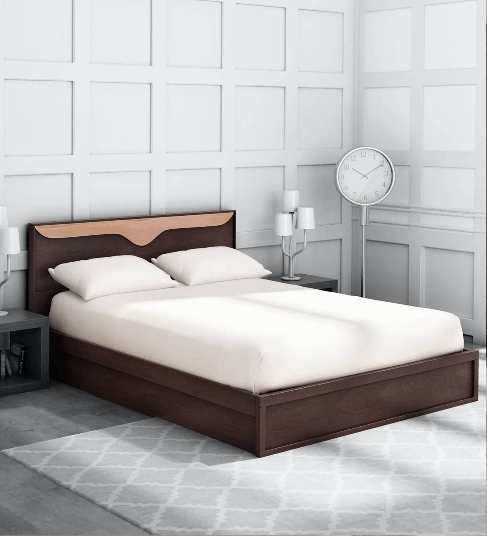 Mintwud Pepperfry King Size Bed | Brand Collection: Caily | Colour: Wenge Finish | King Bed | King Size Bed with Storage | Wooden Bed | Cot Bed | Cots for Bedroom | Bedroom Furniture