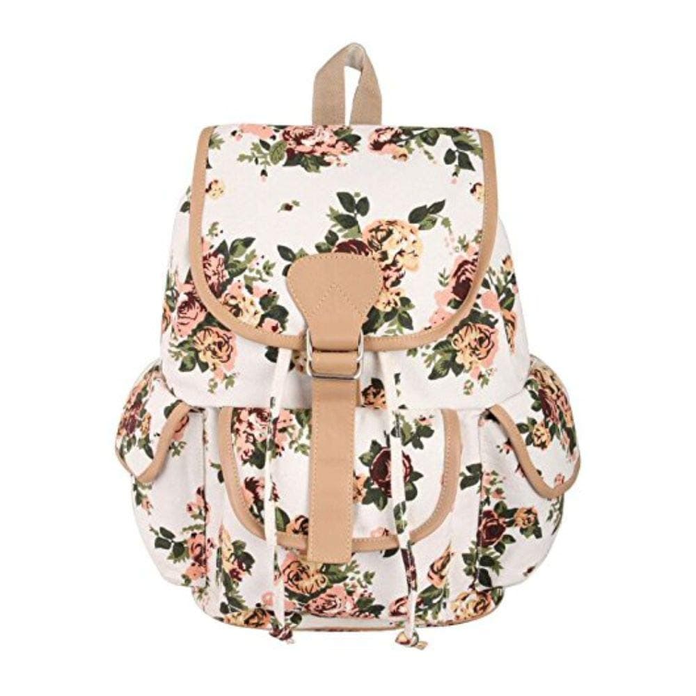 CRAFTS MY DREAM Women's Backpack Handbags (Cmd176, Beige Rose Print)