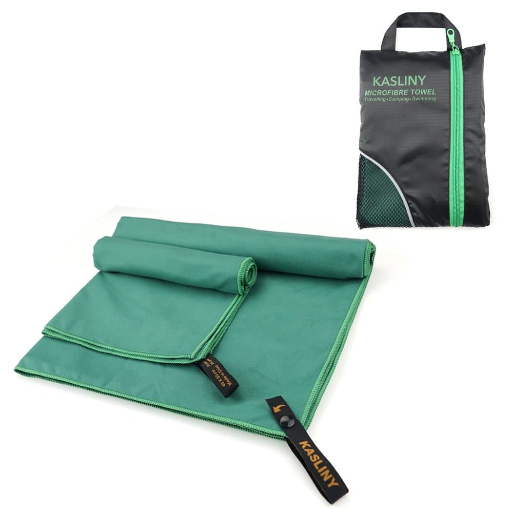 2 Pack Travel Towel, Microfiber Sports Towel Lightweight, Fast Dry, Absorbent and Soft for Beach Yoga Camping Outdoor (Green 1)