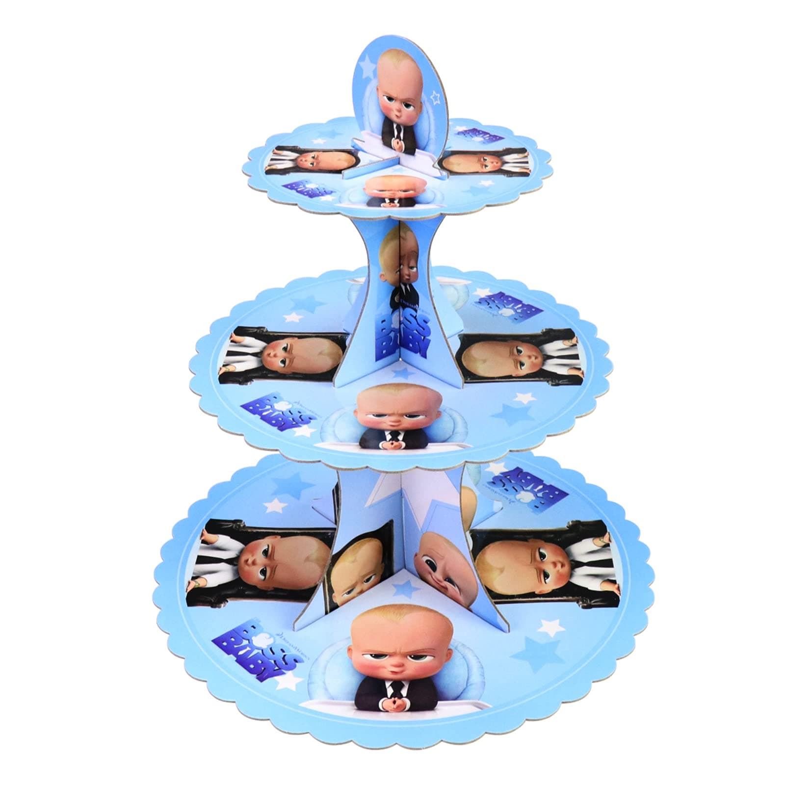 LND 3 Tier Boss Cupcake Stand Holder Tiered Dessert Display Stand for Kids Boys Birthday Baby Shower Tea Party Supplies Decorations, 30X30X35cm