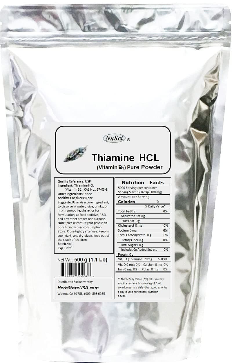 Thiamine HCL Vitamin B1 Pure Powder Energy (500 Grams (1.1 lb))