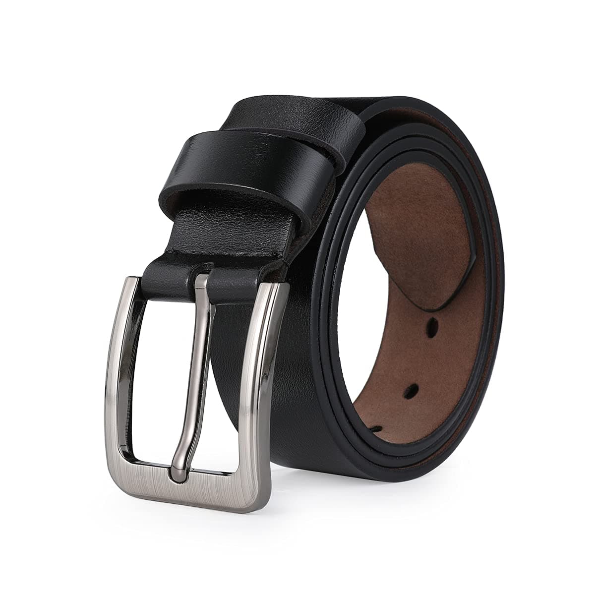 Mens Belts for Jeans Casual Work Dress 34"-62" Men Belt Leather Big and Tall,Black & Brown Color