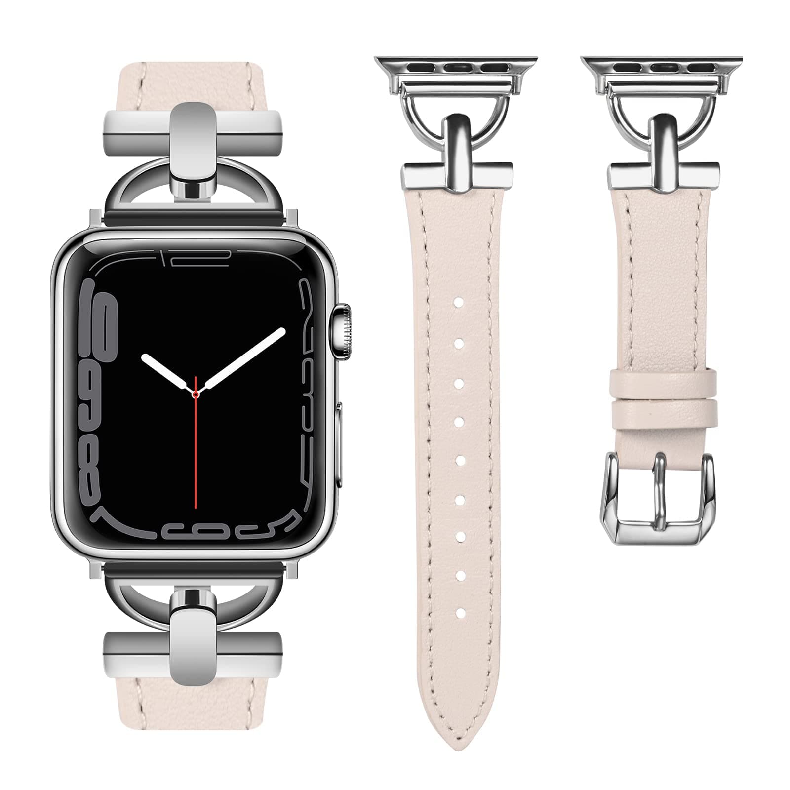 Wearlizer Leather Band Compatible with Apple Watch Band Women 38mm 40mm 41mm 42mm 44mm 45mm 49mm(Ultra), Dressy Leather Strap with D-Shape Metal Buckle for iWatch Bands Series 8 SE 7 6 5 4 3 2 1