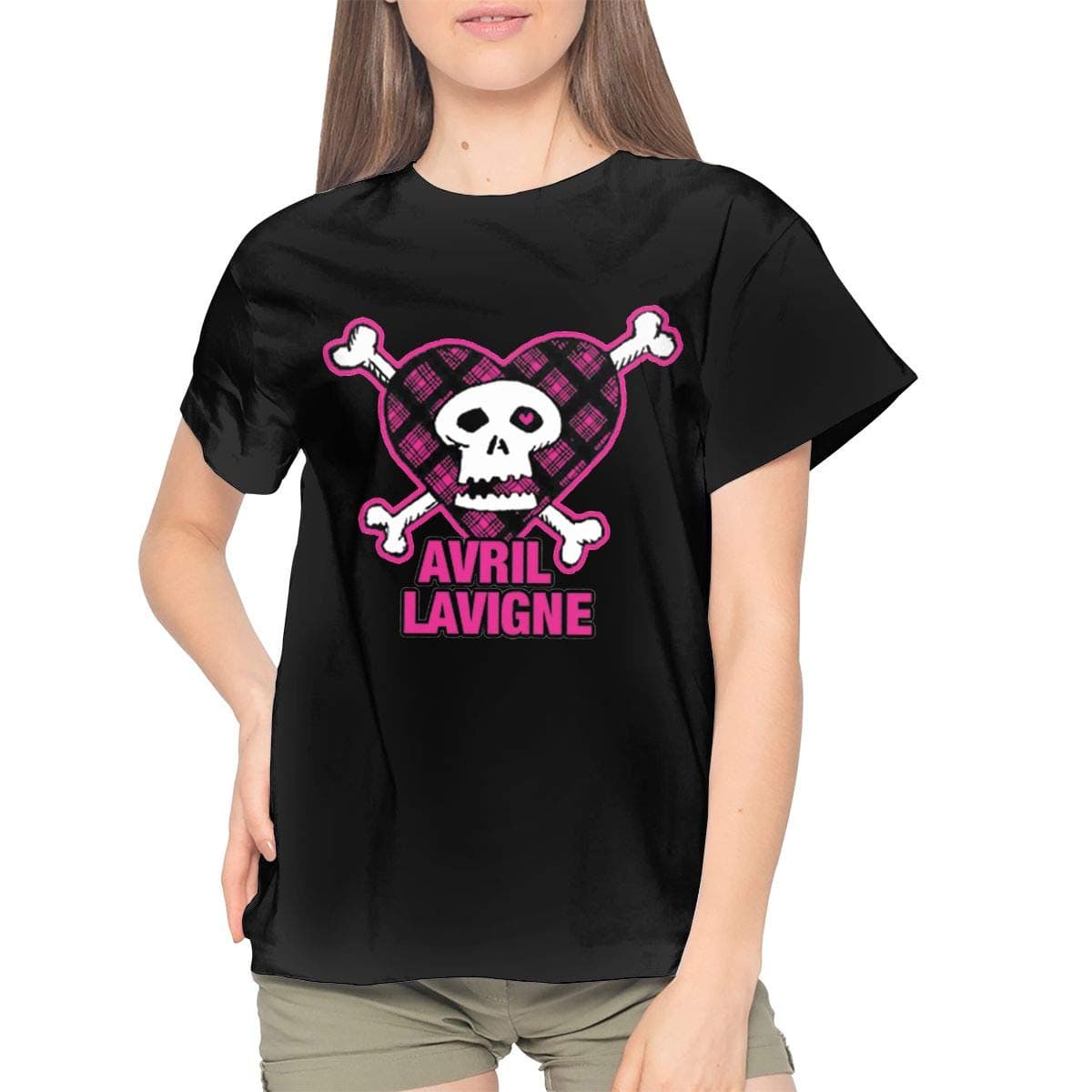 Dana J Lessard Avril Lavigne T Shirt Women's Cotton Fashion T Shirt Round Neck Top Short Sleeve Tee Black