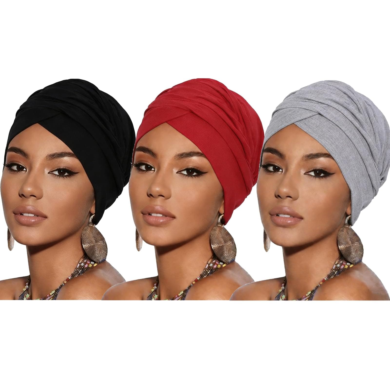 Turban Head Wrap Scarf,African Women' Soft Long Scarf Shawl Hair Bohemian Headwrap Stretch Headband Tie