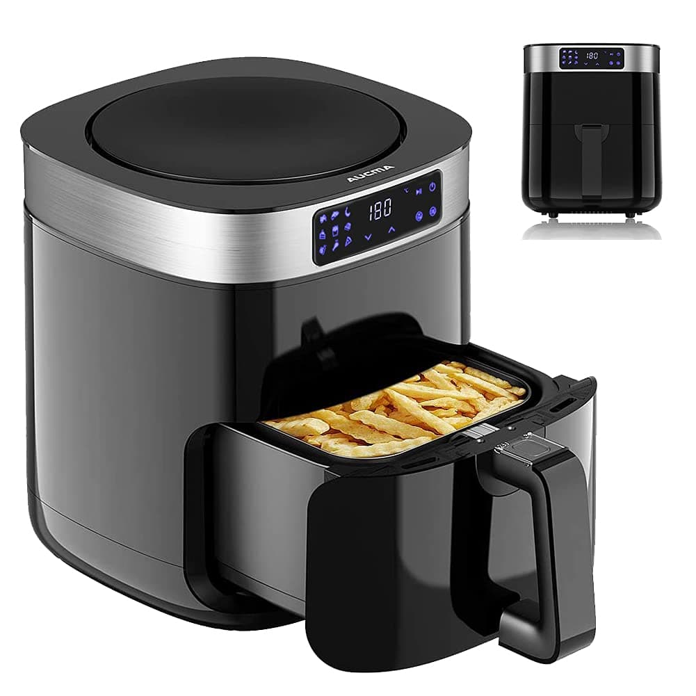Aucma 4.5L Air Fryer Oven 1500W Electric Oilless Low-Fat Chip Fryer, 9 Cooking Presets Air Fryers for Home Use, with Timer and Fully Adjustable Temperature Control, Digital Touch Screen & Preheat