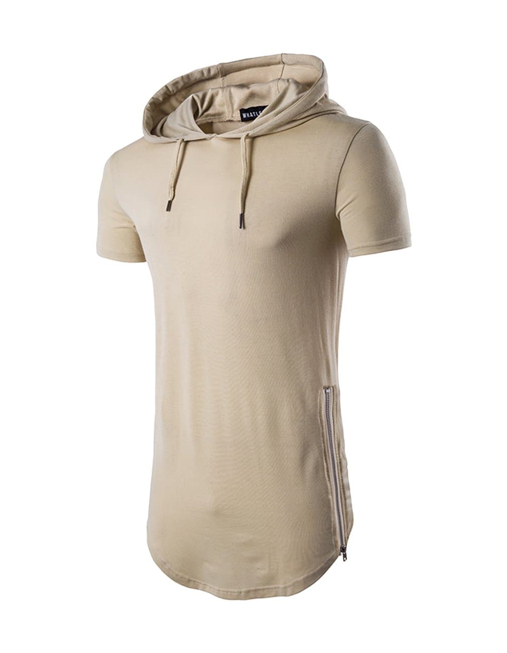 Mens Hipster Long Sleeve Side Zipper Hooded Shirt Pullover Sweatshirt