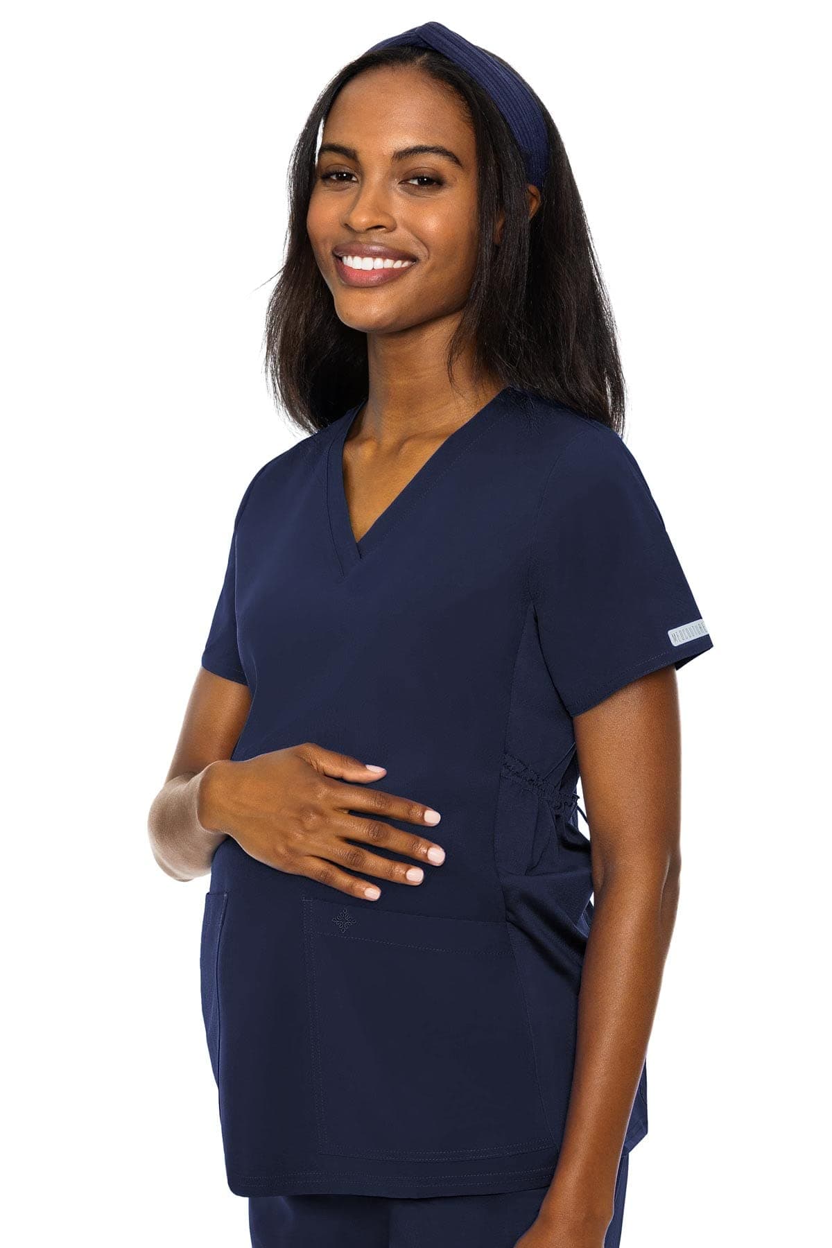 Med Couture Women's V-Neck Side Knit Maternity Scrub Top