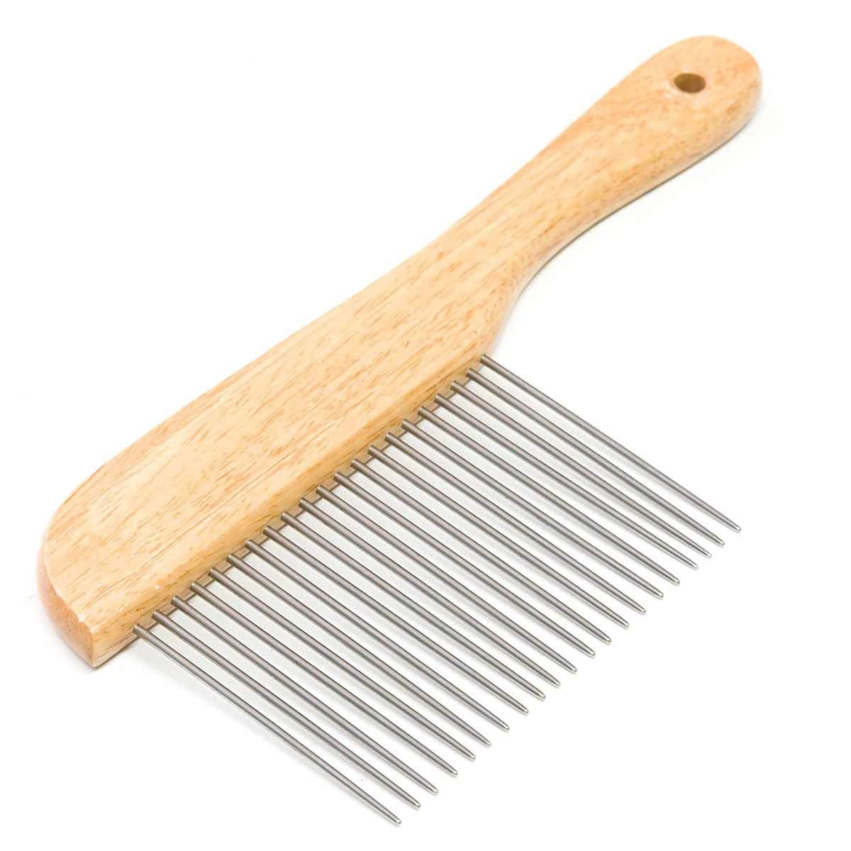 Ryan's Pet Supplies Paw Brothers Poodle Comb Brush for Dogs, Professional Grade, Wooden Ergonomic Handle, Stainless Steel Teeth, Dematting Comb for Dogs, Extra Long Teeth