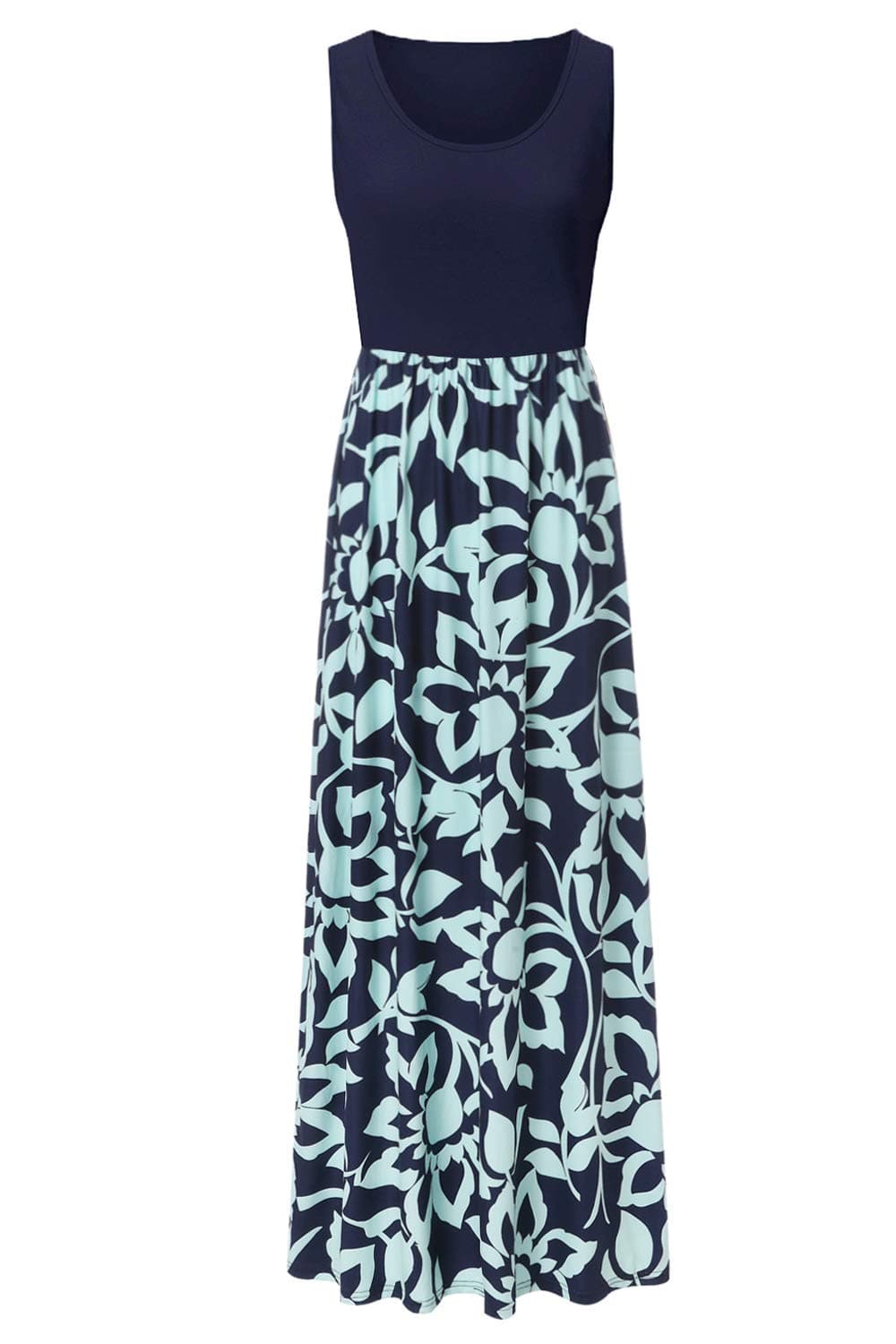 Zattcas Women's Summer Maxi Dresses Sleeveless Casual Long Dresses,Navy2,X-Large