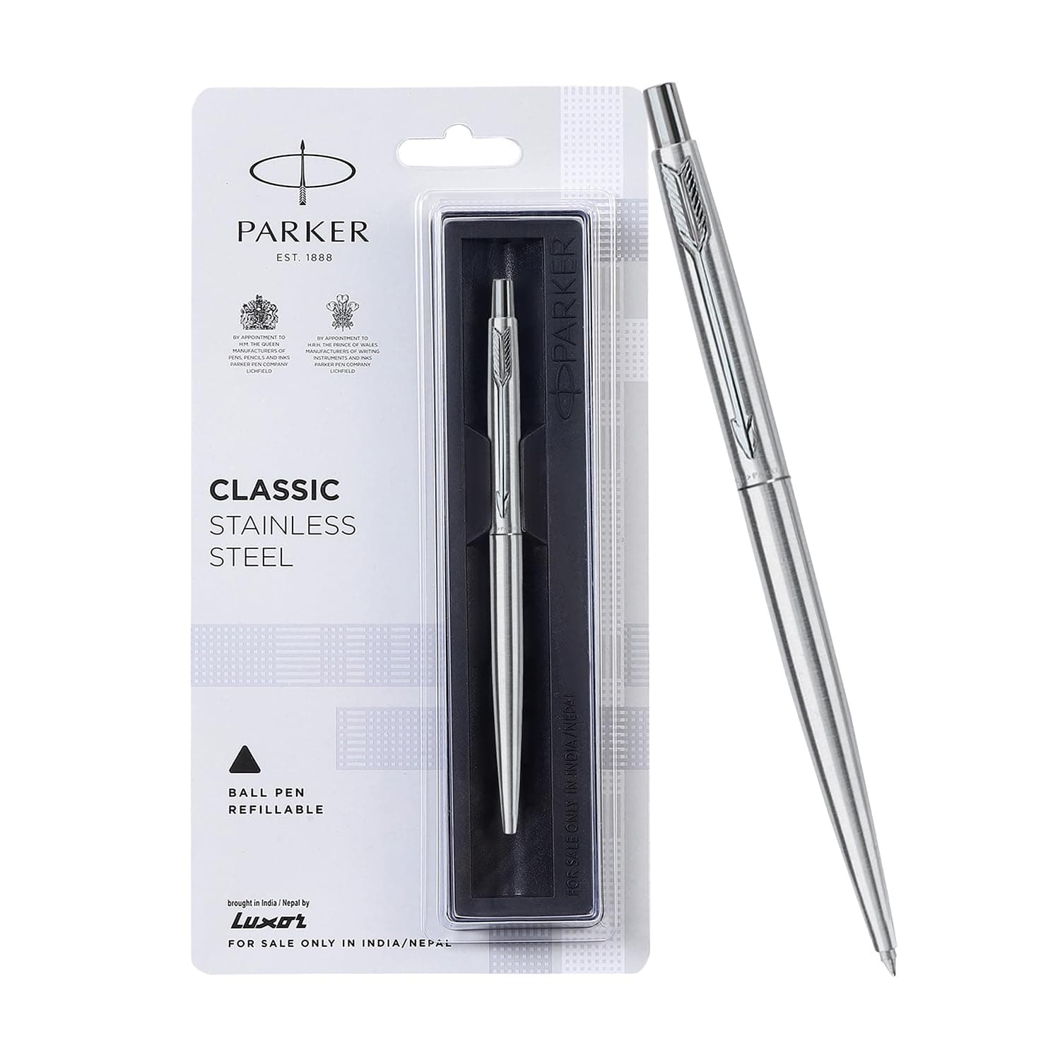 Parker Classic Stainless Steel CT Ball Pen (Blue Color) Fine Refill