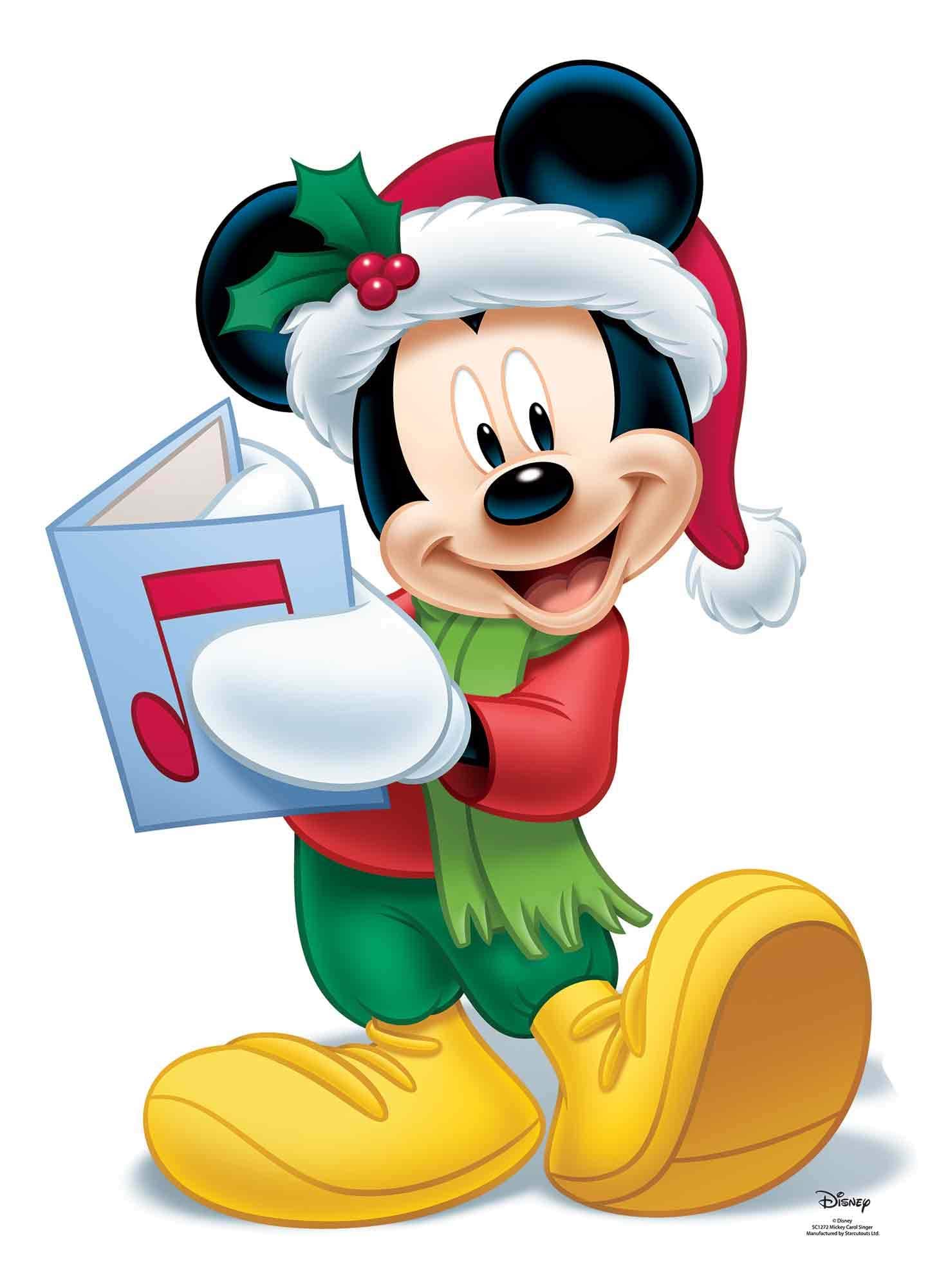 Star Cutouts Ltd Fun Cardboard 1 Dimensional Life Size Disney Mickey Mouse Singing Carol 93 x 68 cm. Perfect Christmas Decoration for Children's Festive Displays, Grottos & Shop Windows, Star Mini