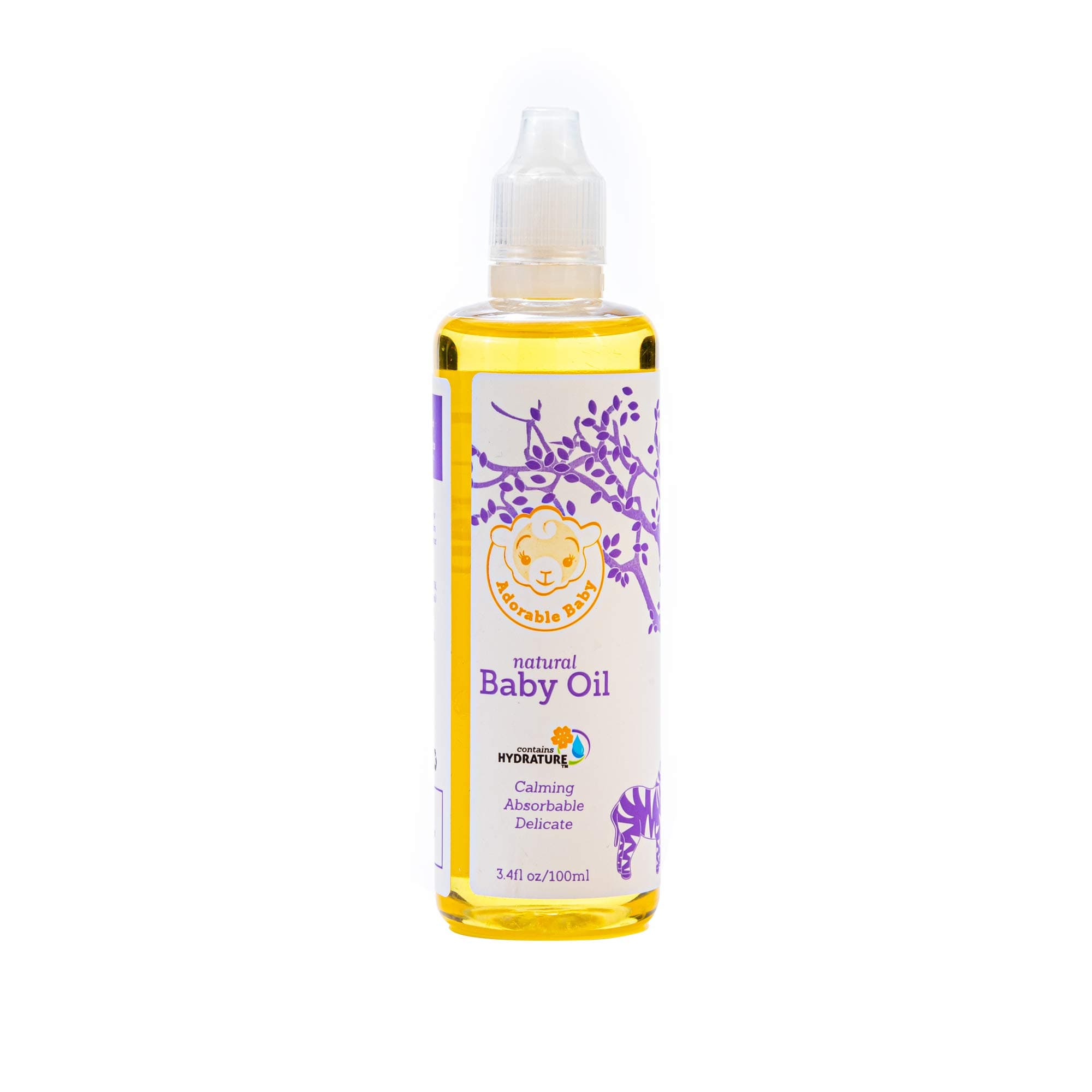 Adorable BabyNatural Baby Oil, EWG VERIFIED for Safety, Contains Hydrature for Added Moisturization, 3.4 oz.