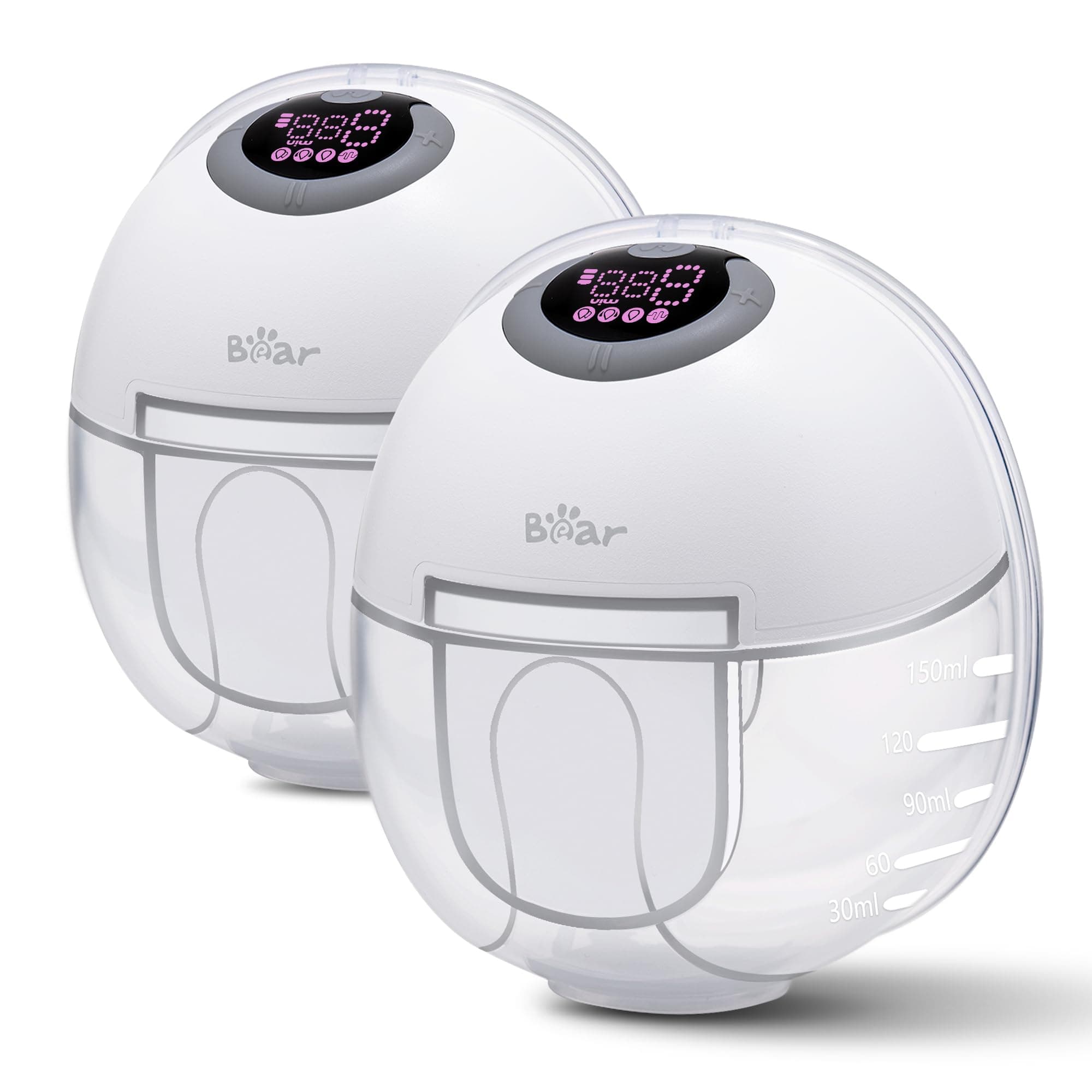 BEAR Breast Pump Hands Free, Double Wearable Breast Pumps with Smart LCD Display, 4 Modes 9 Levels, Leak-Proof, Portable Electric Breast Pumps with Longer Battery Life, Memory Function, Low Noise