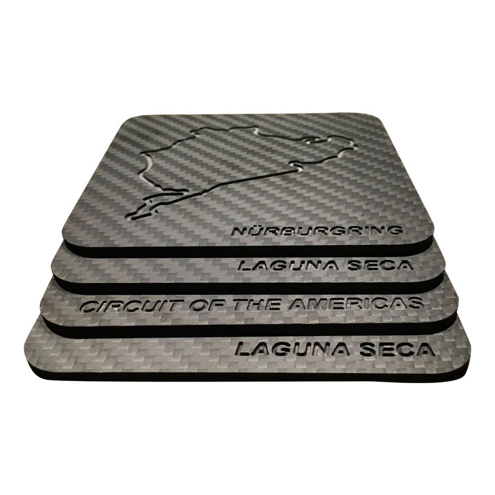 Time Attack Carbon Genuine 100% Carbon Fiber Race Track Drink Coaster Set of 4 (Nurburgring/Suzuka/COTA/Laguna Seca)