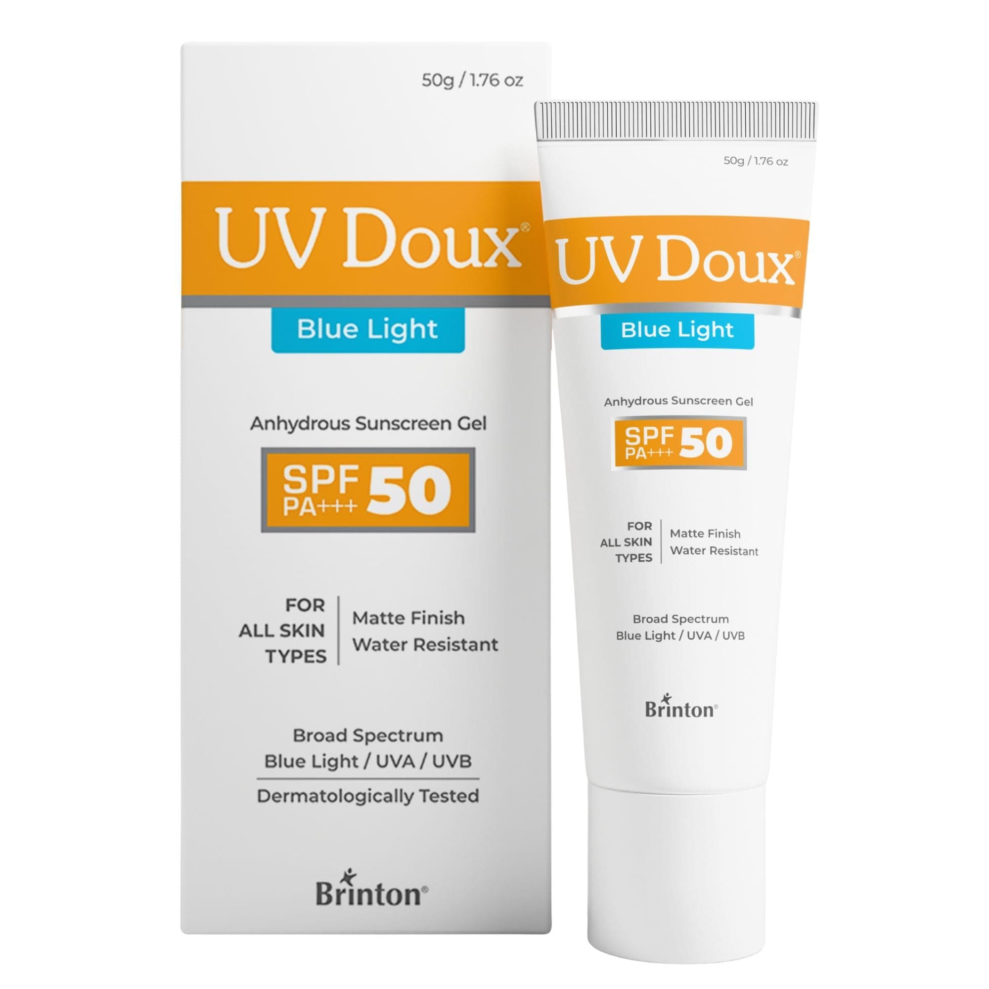 UV Doux Blue Light Tinted Sunscreen Gel SPF 50 PA+++ | India’s No.1 Dermatologist Recommended Brand | UVA/UVB & Blue Light Protection, Benzene Free| Matte Finish | Oily & Acne-Prone Skin | 50 g