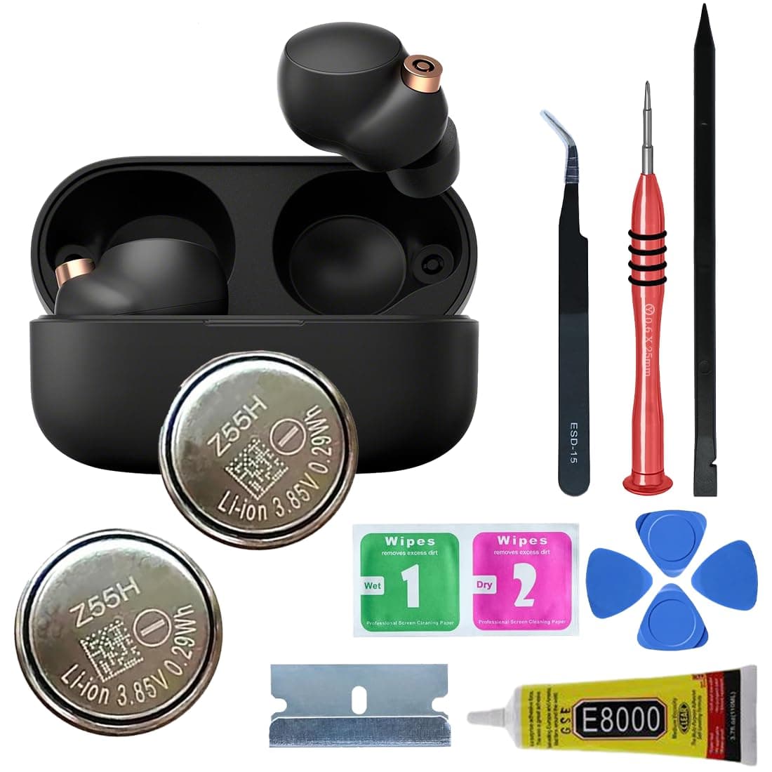 𝟮𝟬𝟮𝟱 𝗡𝗲𝘄 𝗨𝗽𝗴𝗿𝗮𝗱𝗲𝘀 Z55H Battery,Replacement Battery for WF-1000XM4 • Truly Wireless Earbud Headphones + Tools [2PCS]