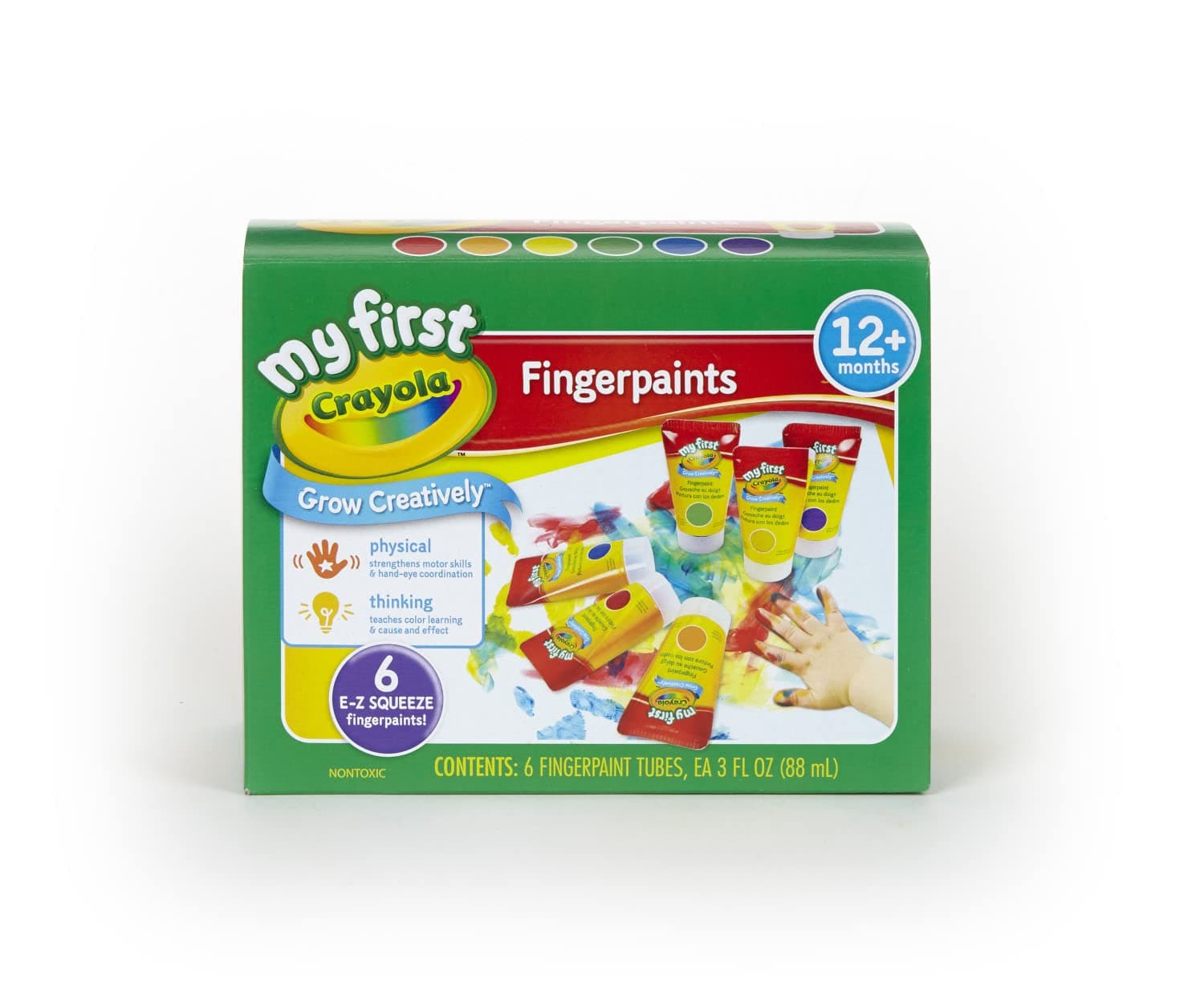 CRAYOLA Washable Fingerpaint, Assorted Kids Paint Colors, 3 Count