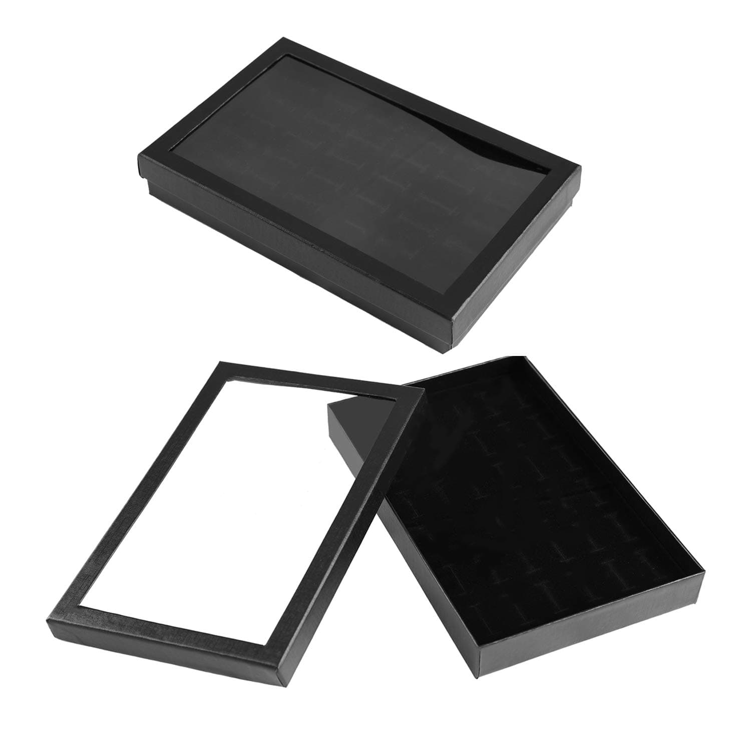 Jewelry Display Case Velvet Jewelry Display Ring Organizer Ring Box with Plastic Top 36 Slots Ring Holder Ring Storage Black Velvet Show Case