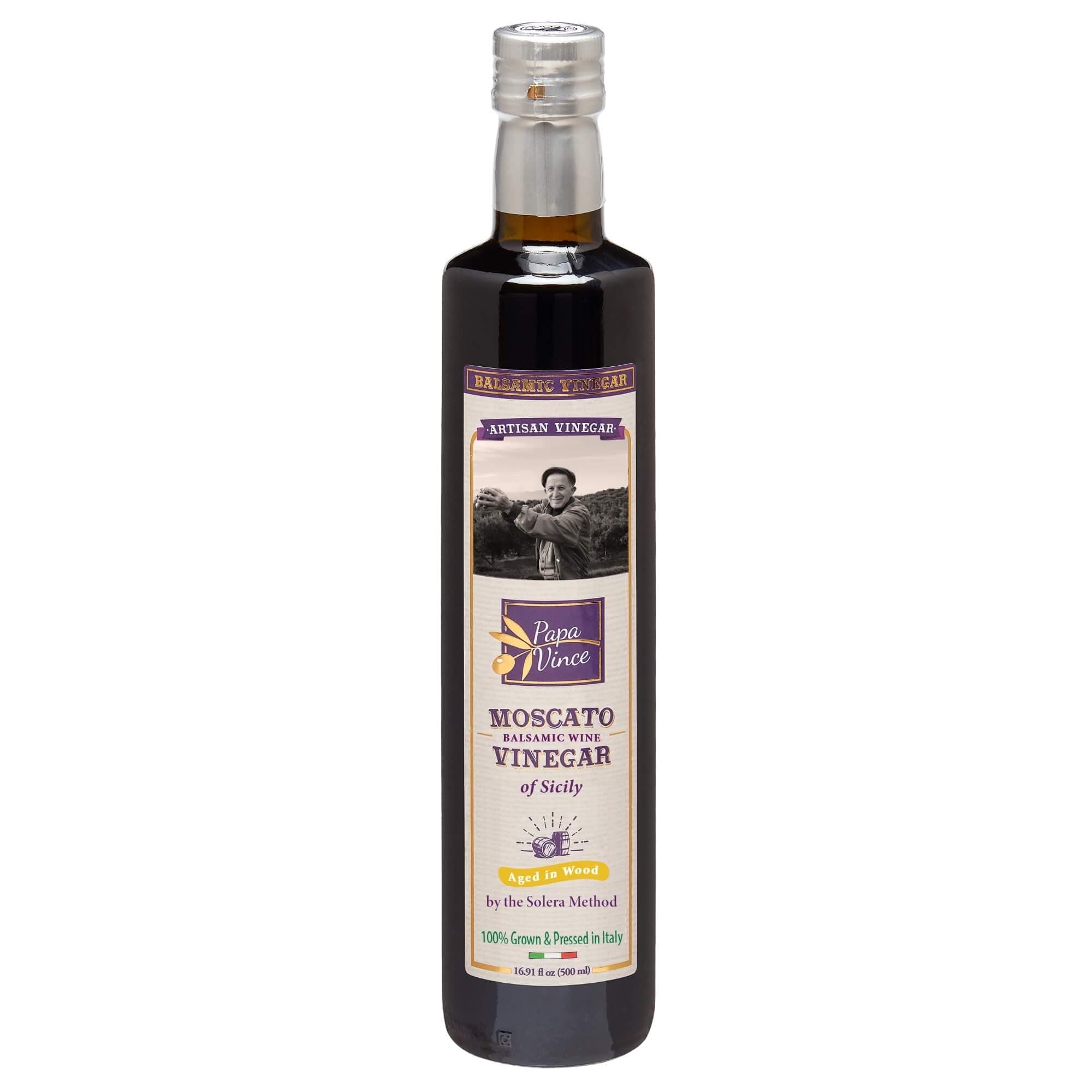 Aged Balsamic Vinegar - No Sugar, No Sulfites Added, No Pesticides. Made from freshly crushed whole grapes grown in Sicily, Italy, Minimally Processed, Delish subtle wine finish