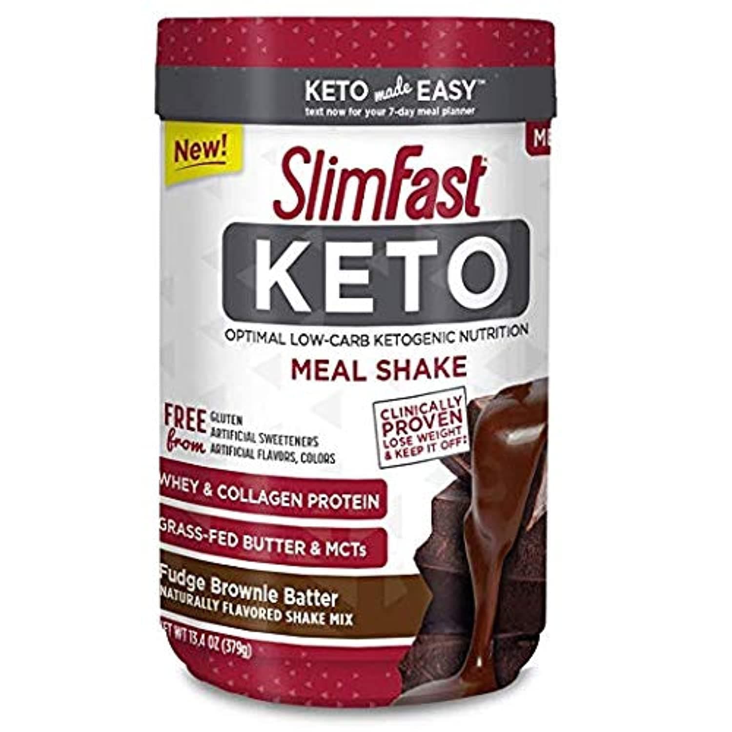 SlimFastKeto Meal Replacement Powder Fudge Brownie Batter Canister (Pack of 2)