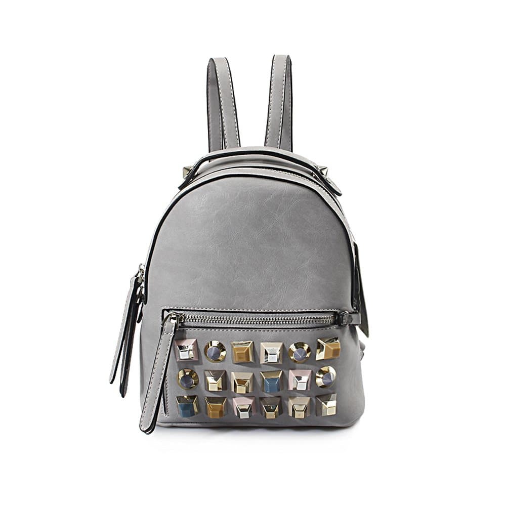 Women's Ladies Girls Backpack Color Rivets Pu Shoulder Bag Female Korean Version 2017 New Fashion Small Backpack Women Leisure Travel Bag Tide,Size:20*13*26Cm