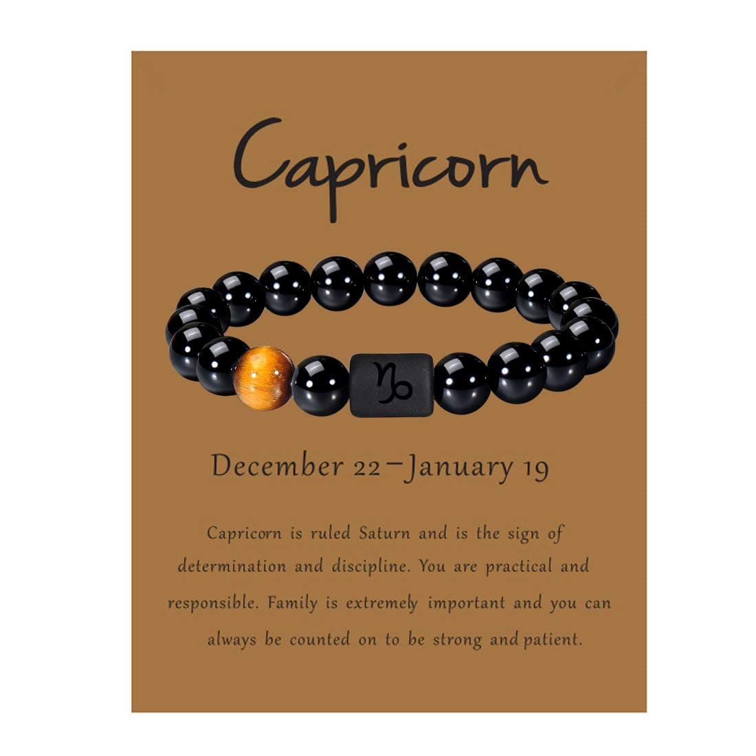 VLINRAS Zodiac Bracelet for Men Women, 8mm 10mm Natural Black Onyx Stone Star Sign Constellation Horoscope Bracelet Gifts