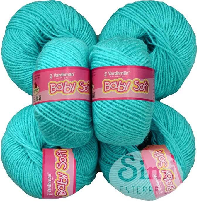 SIMI Enterprise 100% Acrylic Wool Sea Green (8 pc) Baby Wool Wool Ball Hand Knitting Wool/Art Craft Soft Fingering Crochet Hook Yarn, Needle Knitting Yarn Threa X YDF