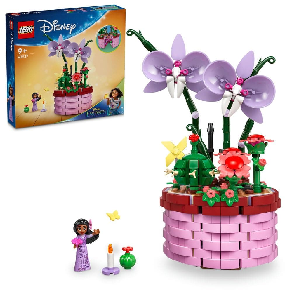 Disney Encanto Isabela’s Flowerpot, Buildable Orchid Flower Toy for 9 Plus Year Old Kids, Girls & Boys, with Film Character Minidoll Figure, and Cactus, Fun Birthday Gift 43237