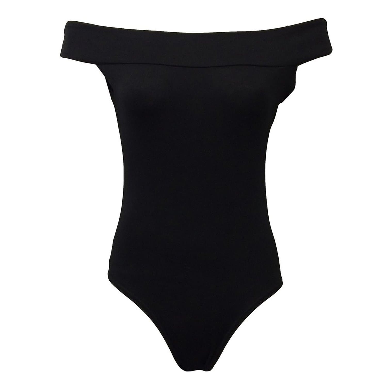 Mobash LtdNew Ladies Womens Off Shoulder Stretch Sleeveless Leotard Bodysuit (S/M (UK 8/10), Black)