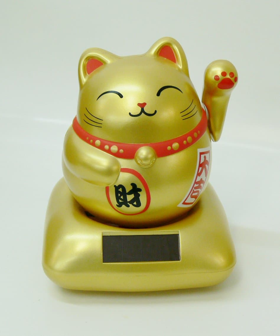 Lucky Cat Chubby Nohohon Solar Eco Japan Figure Gold