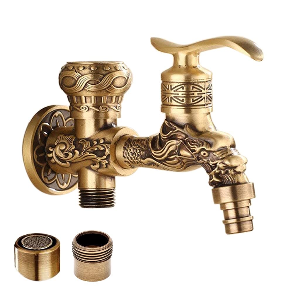 HARPOON Dragon Shape Oil Rubbed Antique Brass Two-Handle One Hole Bathroom Sink Mixer Tap Faucet Deck Mount Lavatory (Long)