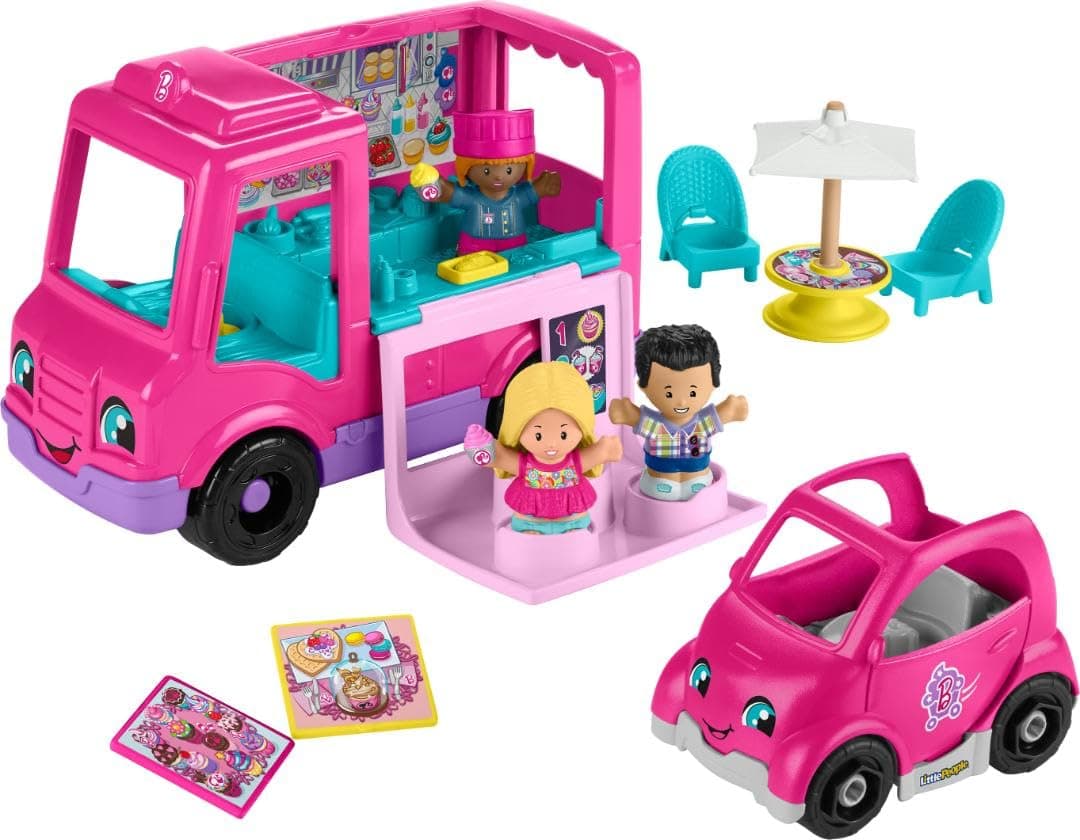 Little People Barbie Toddler Toy Cupcake Truck Musical Playset with 9 Pieces for Pretend Play Kids Ages 18+ Months (Amazon Exclusive)
