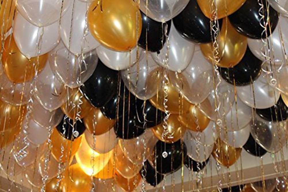 Themez Only Balloon Junction Metallic HD (Gold, Black & White) - 51 Pcs Pack