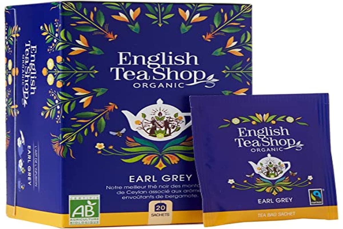 English Tea ShopOrganic Earl Grey | Blend Of Ceylon Black Tea & Bergamot Flavour | 100% Organic Black Tea | Caffeine-Free | 20 Tea Bags
