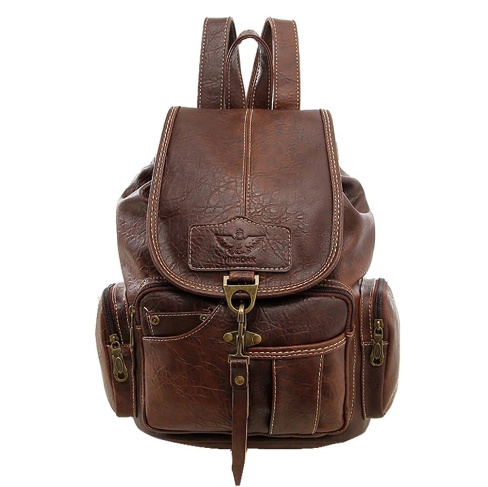 Saylla Women Retro Backpack Girls PU Leather Shoulder Bag Travel Daypack