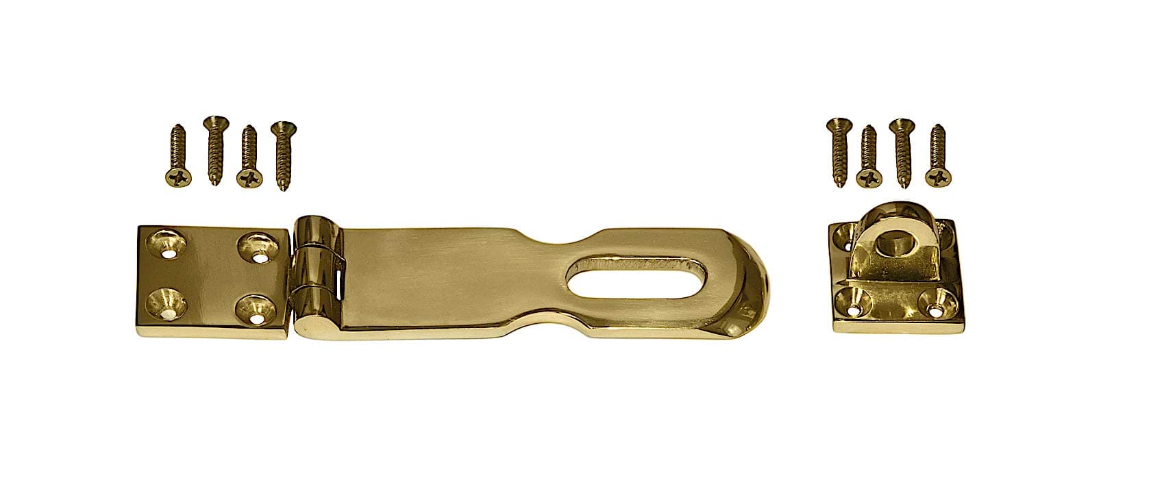 Polished Solid Brass Hasp Set - Furniture Drawers Cabinet Doors Chest Box Lids Padlock (Brass)