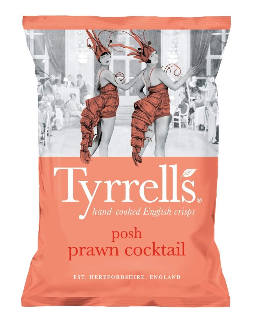 Tyrrells Posh Prawn Cocktail Hand-Cooked Potato Crisps 40g (24 Pack)