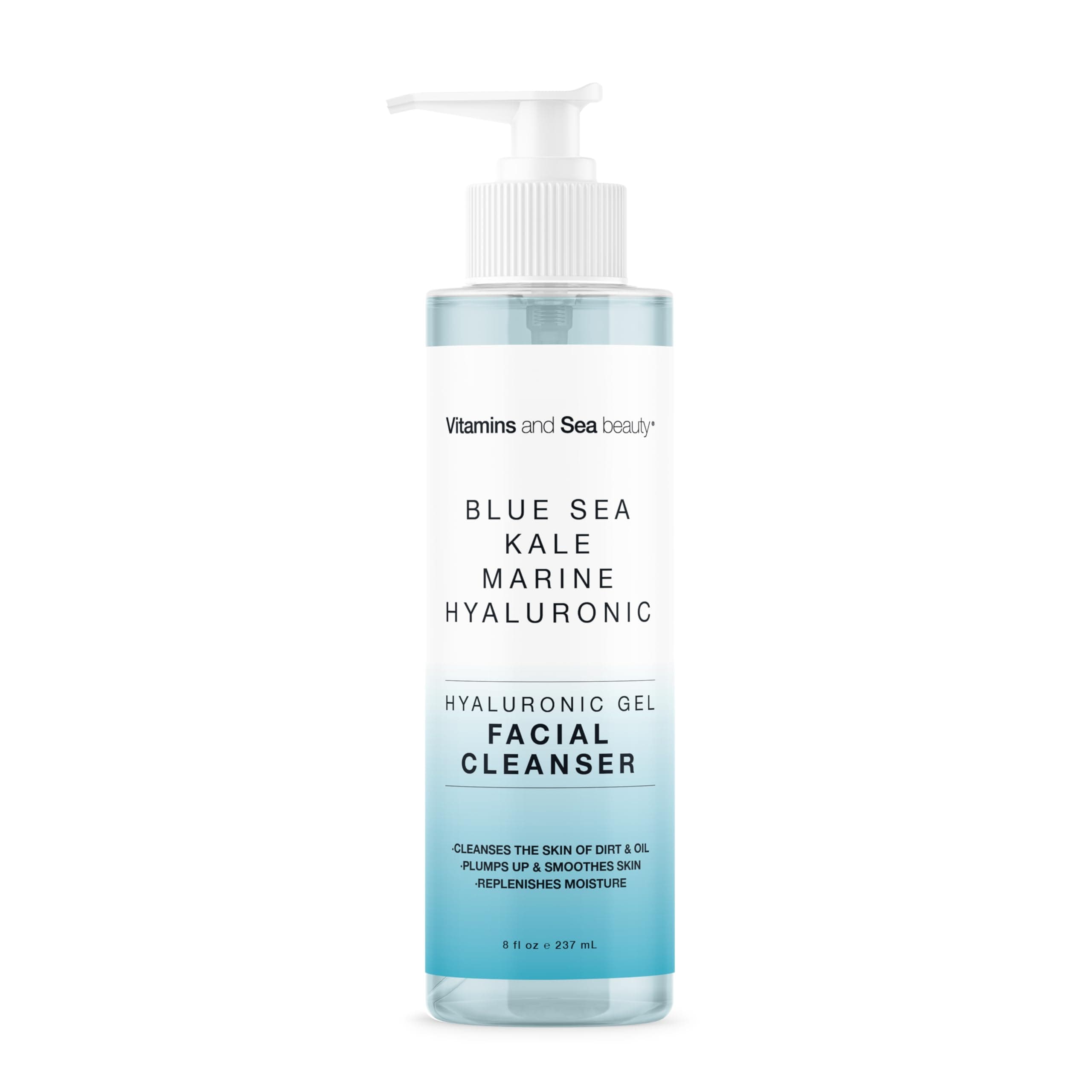 Hyaluronic Gel Facial Cleanser with Blue Sea Kale & Marine Hyaluronic – Hydration, Clarifying, Smoothing Replenishment – Vegan, Paraben-Free, 8 fl oz