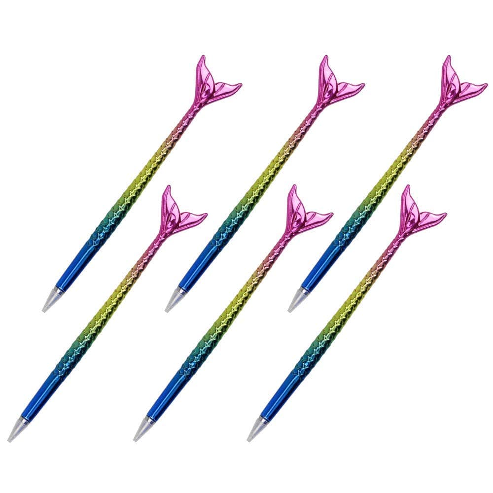 6 Pack Mermaid Pen Fish Pen Set,Novelty Ballpoint Pens Blue Ink Creative Gifts for Child, Women, Coworkers and Girlfriend, Party Supplies,Office School Children Gift Stationery Supplies