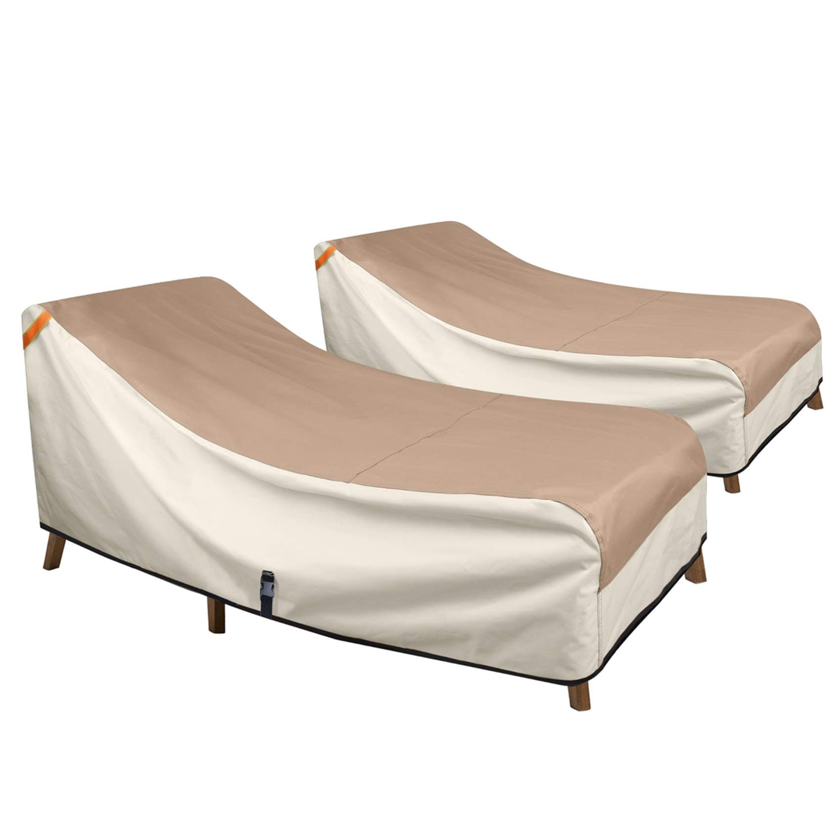 Porch Shield Patio Chaise Lounge Chair Cover - Waterproof Outdoor Pool Chair Cover 2 Pack - 76W x 32D x 32H inch, Light Tan & Khaki