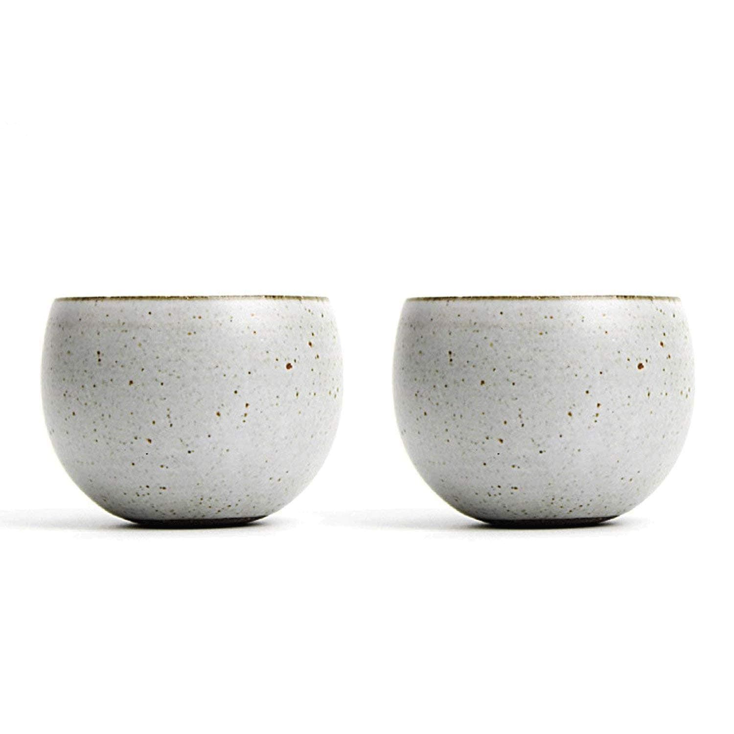 QMFIVE Hand Painted Ceramic Color Tea Cup for Puer Tea - 2 Pcs,(Moonlight White)