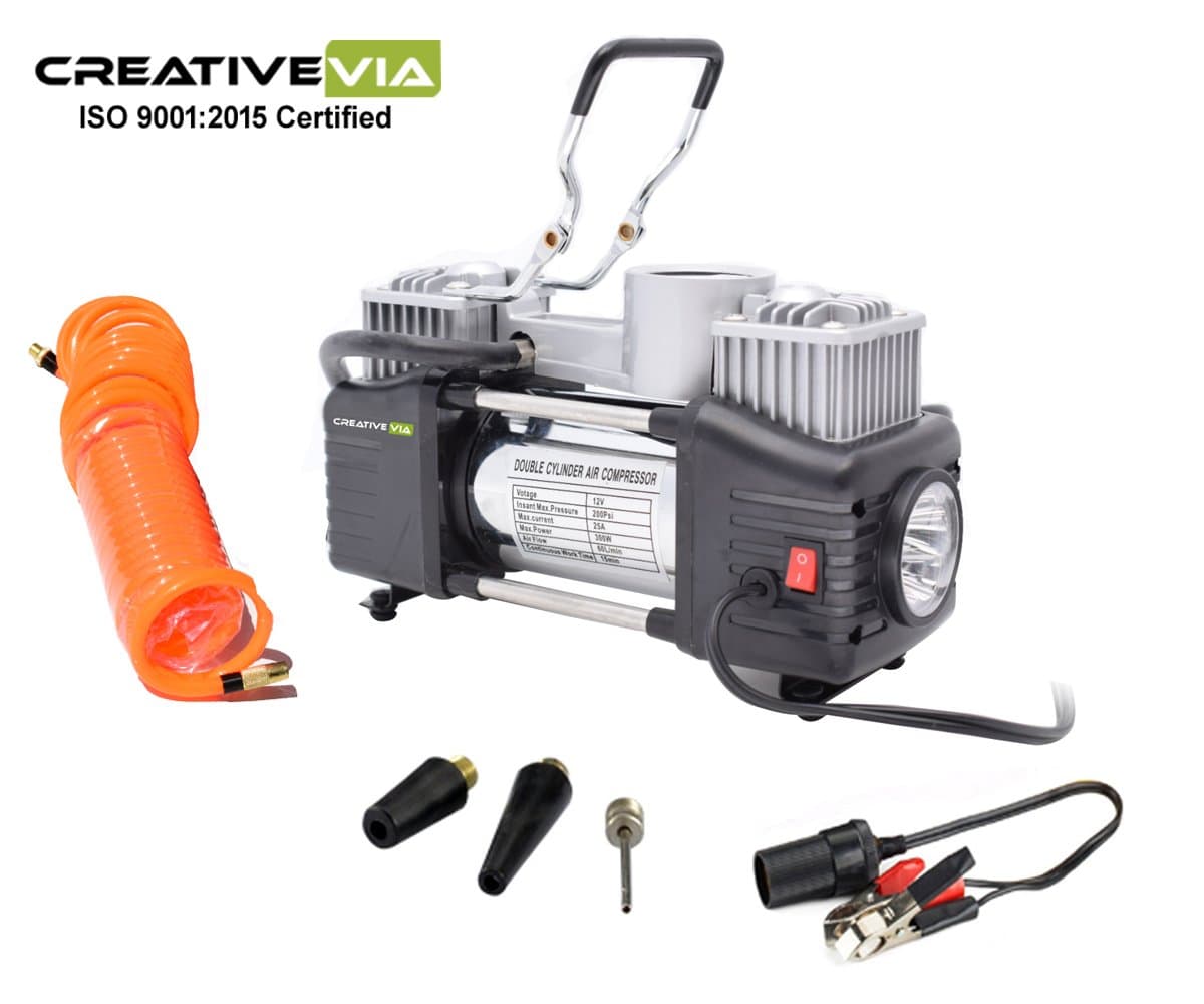 Double Cylinder Metal 12V Car Air Compressor Electric Air Pump