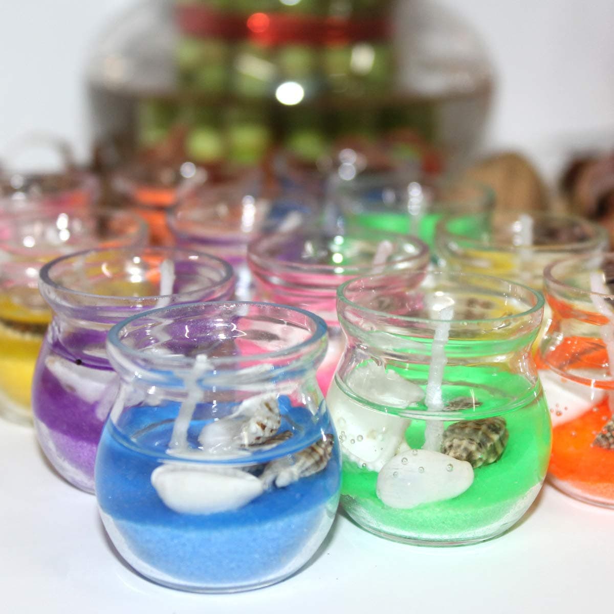 PeepalComm Glass and Wax Candles, Pack of 12