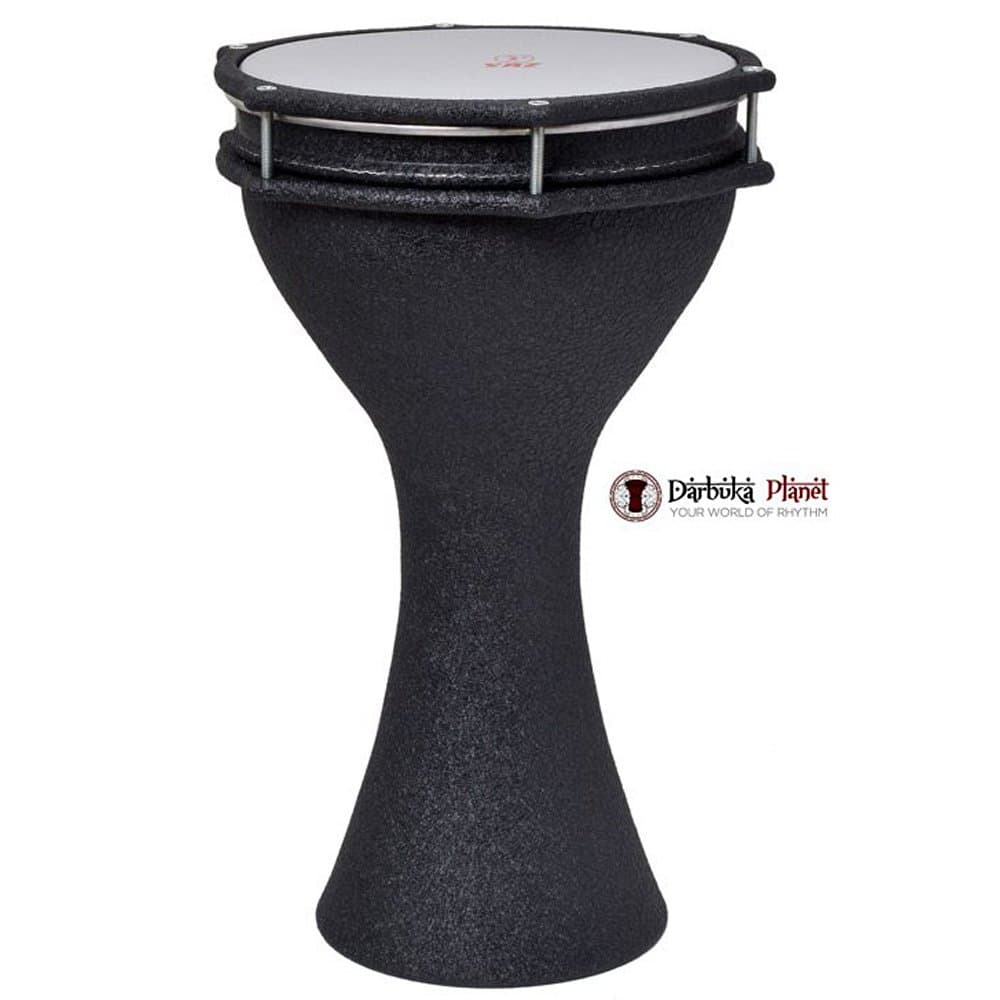 Zaza Percussion - The 17'' Crocodile Leather Finish Aluminum Darbuka Doumbek, Synthetic Head (BLACK)