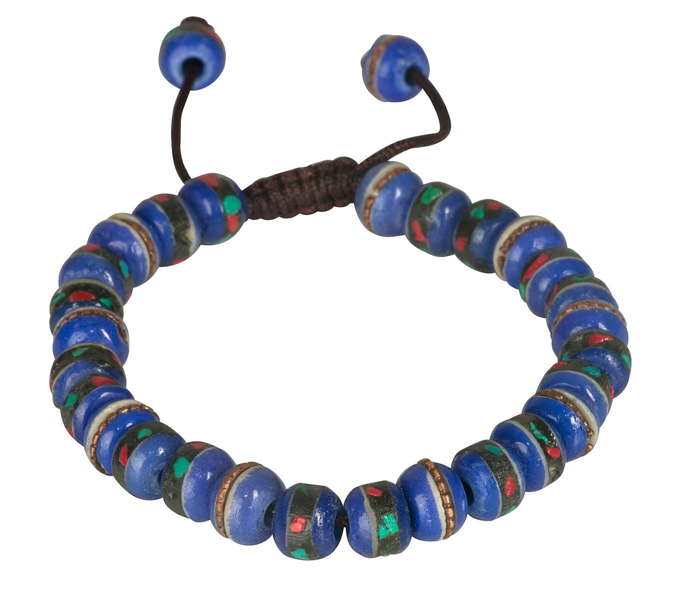 Tribe Azure Fair Trade Tibetan Embedded Yak Bone Medicine Wrist Mala Bracelet Meditation Healing Prayer Beads