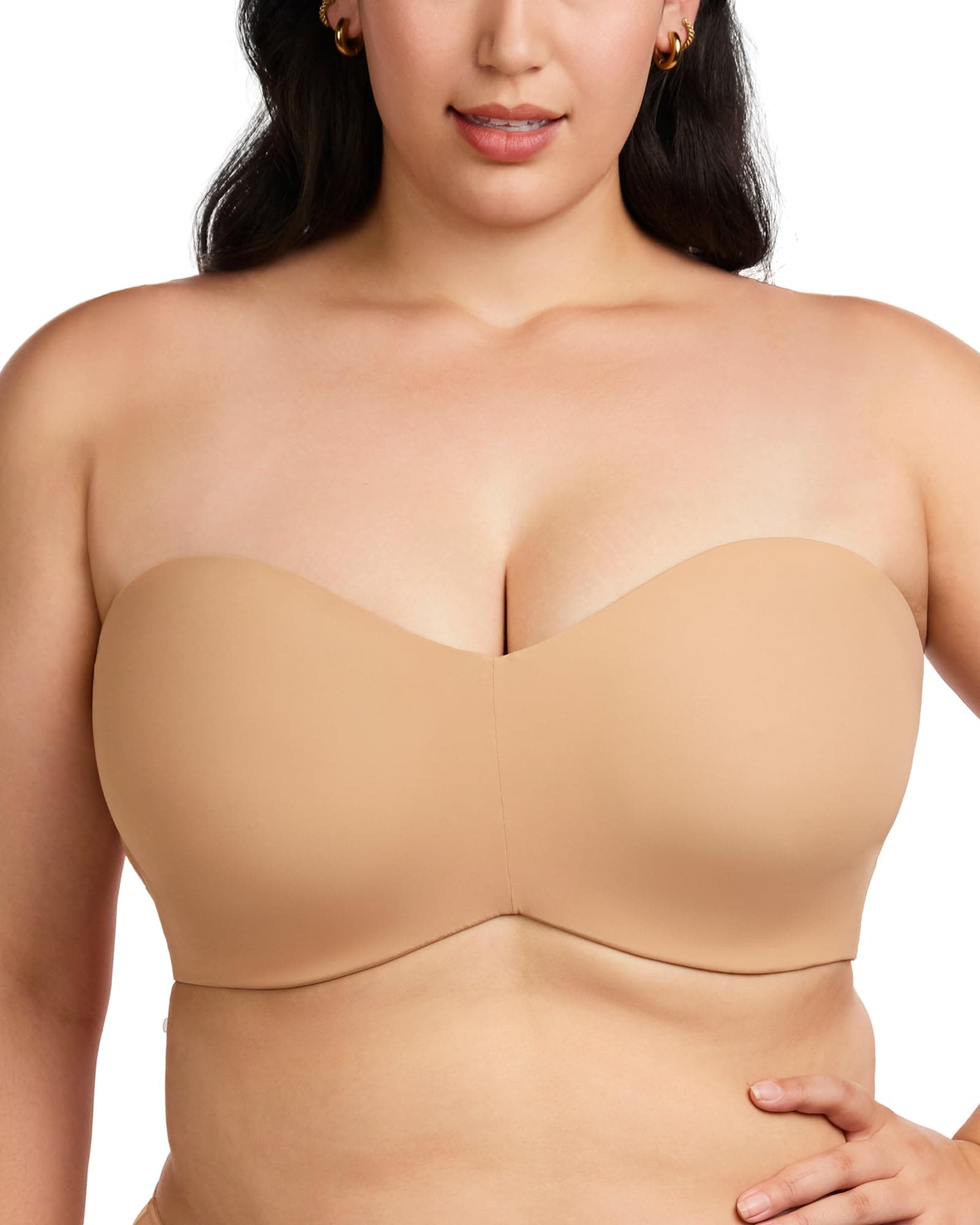 HSIA Strapless Bras for Women, Plus Size Bra with Underwire Lightly Lined Convertible Bandeau Bra for Big Large Busted