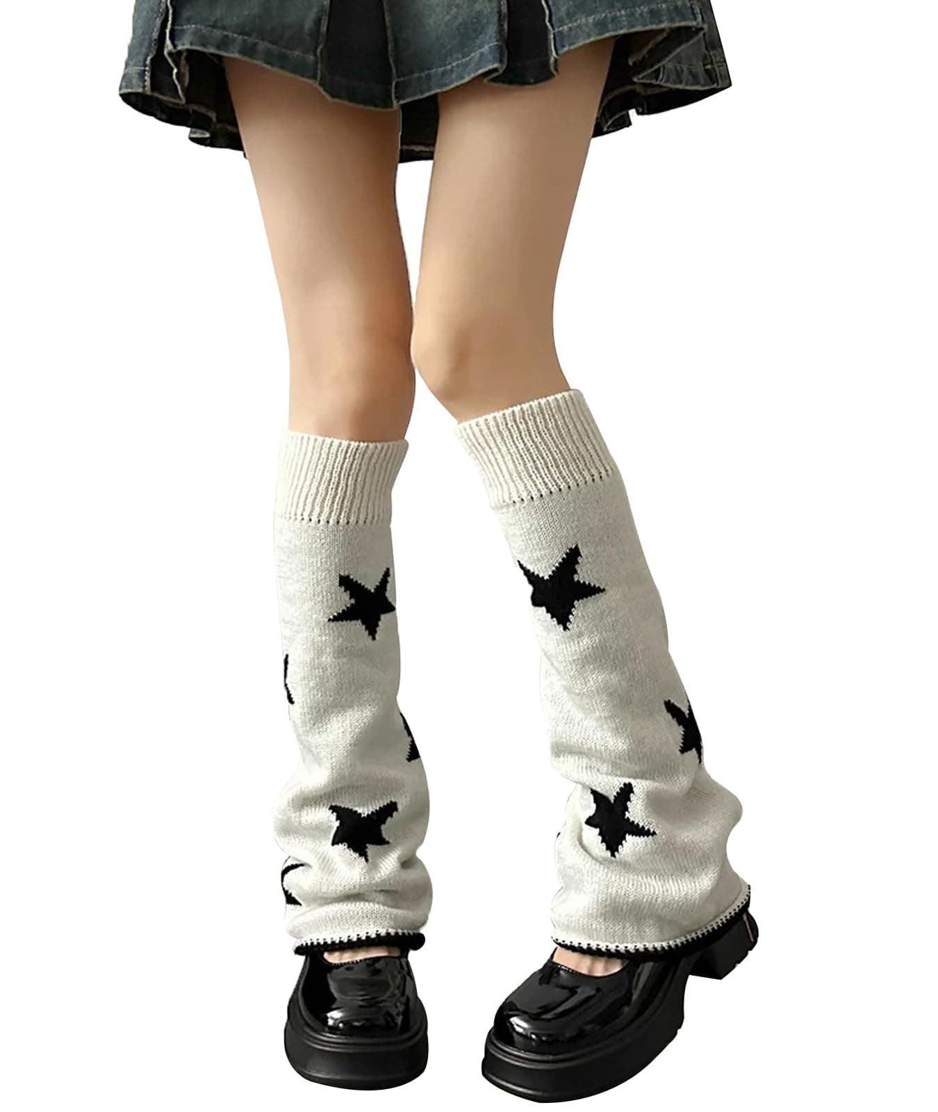 Girls Kawaii Leg Warmers Knitted Flared Leg Sleeves Goth Crochet Baggy Cuff Ankle Heap Socks