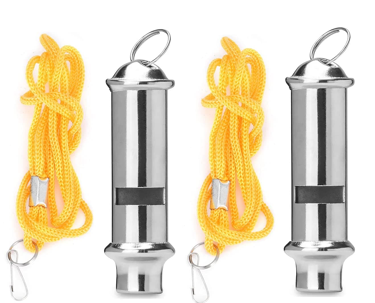 Rubik Whistles, Stainless Steel Loud Crisp Sound Whistles with Lanyard for Referees Coaches Outdoor Camping Hiking