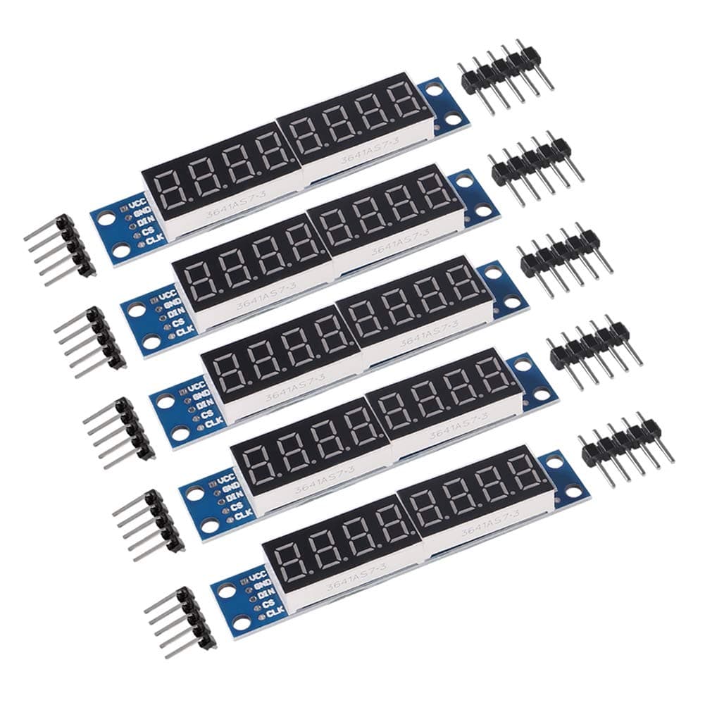 AITRIP5 PCS 8 Digit 7 Segment Module MAX7219 8 Bit Digital Segment Tube LED Display Module Compatible with Arduino MCU/51/AVR/STM32/Raspberry Pi 4 Model B